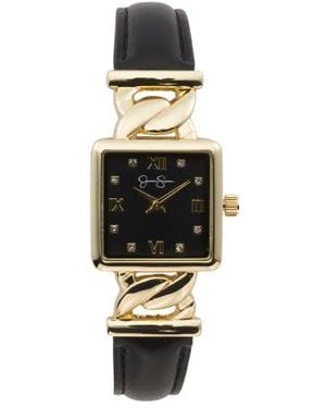 Marshalls Tone Stainless Steel Square Watch With Faux Strap For - White