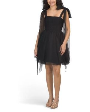 Marshalls Mesh Mini Dress With Tie Shoulders For - Black