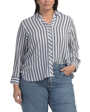 Marshalls Plus Stripe Shirt For - Blue