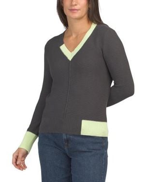 Marshalls Cotton Color Pop V-Neck Sweater For - Black