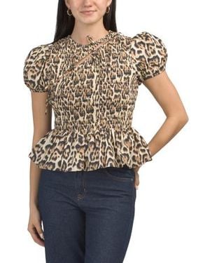 Marshalls Print Peplum Top With Ties For - Multicolor