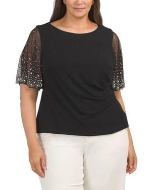 Marshalls Plus Flutter Sleeve Blouse For - Black