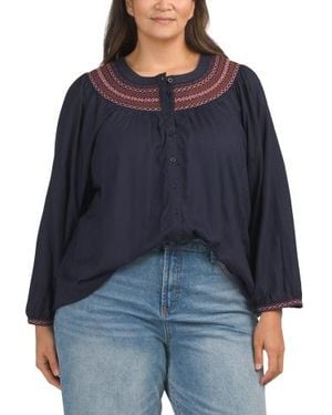 Marshalls Plus Button Front Shirt For - Blue