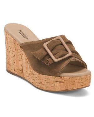Marshalls Suede Wedge Sandals For - Brown
