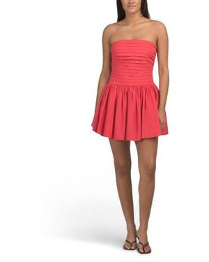Marshalls Cotton Blend Micro Pleated Mini Dress For - Red