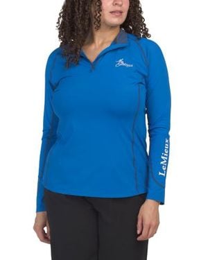 Marshalls Equestrian Contrast Stitching Thermal Base Layer Top For - Blue
