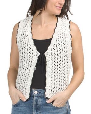 Marshalls Tie Front Vest With Scalloped Edges For - Natural