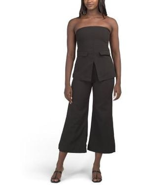 Marshalls 2Pc Strapless Top And Wide Leg Pants Set - Black