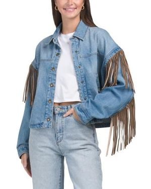 Marshalls Denim Shacket With Fringe For - Blue