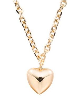 Marshalls 14Kt Plated Puffy Heart Link Necklace For - Metallic