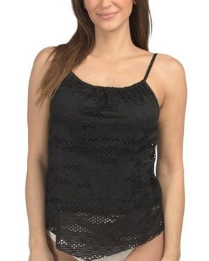 Marshalls High Neck Off The Shoulder Tankini Swim Top For - Black