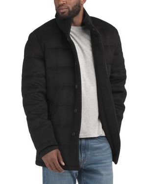 Marshalls Wool Blend Textured Padded Jacket For - Black