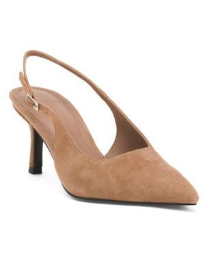 Marshalls Suede Pointy Toe Slingback Pumps For - Natural