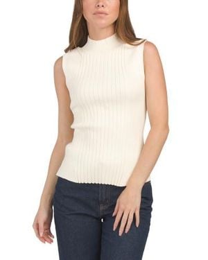 Marshalls Willow Ribbed Sleeveless Mock Neck Sweater Knit Top For - White