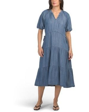 Marshalls Tiered Tencel Midi Dress For - Blue