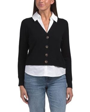 Marshalls Fine Gauge Knit Twofer Sweater For - Black