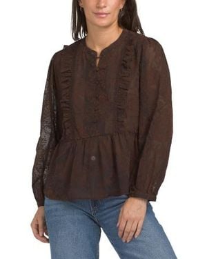 Marshalls Ruffle Front Mesh Shirt For - Brown
