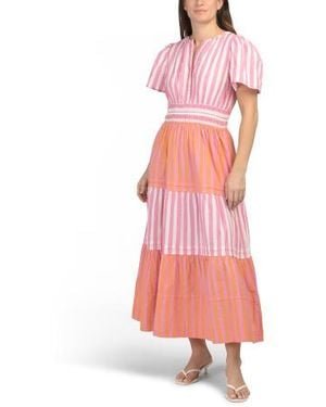 Marshalls Short Sleeve Mixed Stripe Maxi Dress For - Pink