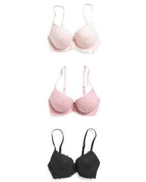 Marshalls 3Pk All Over Lace Bras For - Pink