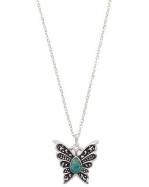 Marshalls Sterling Butterfly Pendant Necklace - White