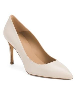 Marshalls Leather Single Sole Pointy Toe Closed Court Heels For - White