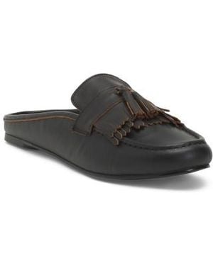 Marshalls Leathre Arlys Backless Tassel Loafers With Kiltie For - Black