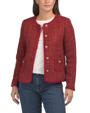 Marshalls Wool Blend Tweed Jacket For - Red
