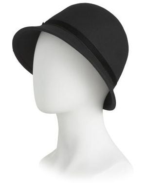 Marshalls Wool Cloche Hat With Velvet Trim For - Black