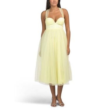 Marshalls Surreal Lace Up Back Tulle Midi Dress For - Yellow