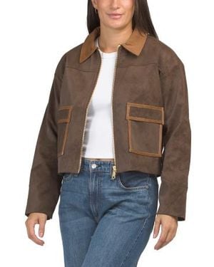 Marshalls Sorell Faux Leather Front Zip Utility Jacket For - Brown