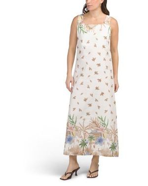 chinese dress ladies White Linen Maxi Dress with Pockets | Minimalist Square Neck