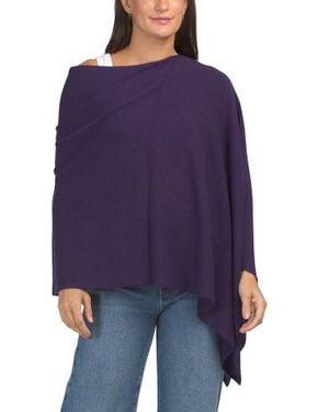 Marshalls Cashmere Cowl Neck Poncho With Crochet Edges For - Purple