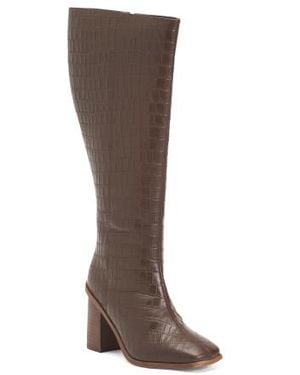 Marshalls Leather Wide Calf Tamori High Shaft Heeled Boots For - Brown