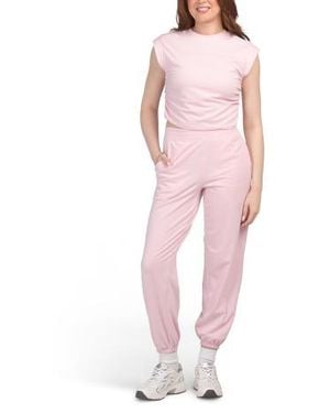 Marshalls 2Pc Super Soft Jersey Pajama Top And Pants Set For - Pink