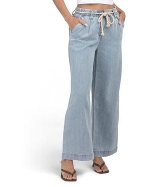 Marshalls Petite Ab Leisure Skyrise Pull On Wide Leg Denim Pants For - Blue