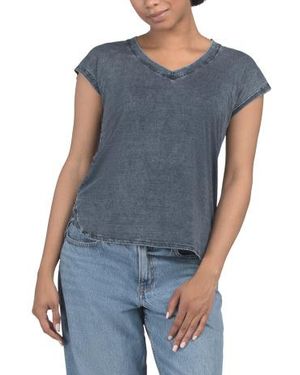 Marshalls Jersey Knit Drop Shoulder V-Neck T-Shirt For - Blue