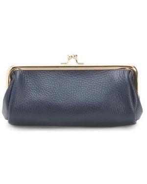 Marshalls Leather East West Kiss Lock Pochette For - Blue
