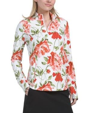 Marshalls Printed Quarter Zip Jacket For - Red