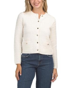 Marshalls Cotton Blend Crew Neck Button Down Cardigan For - White
