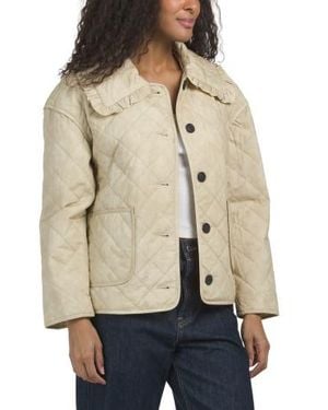 Marshalls Quilted Jacket With Ruffle Collar For - Natural