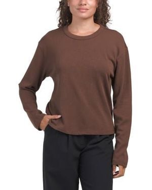 Marshalls Boxy Cropped Long Sleeve Crew Neck T-Shirt For - Brown
