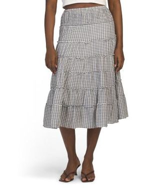 Marshalls Tiered Gingham Skirt With Smocked Waist For - Gray