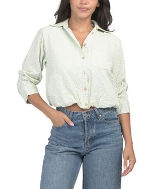 Marshalls Petite Button Down Bubble Hem Top For - White