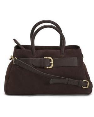 Marshalls Suede Satchel With Buckle On Front For - Black
