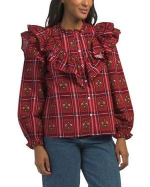 Marshalls Holiday Long Sleeve Floral Top For - Red