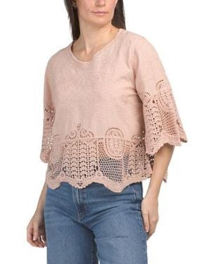 Marshalls Scalloped V-Neck Crochet Top With Daisy Motif For - Blue