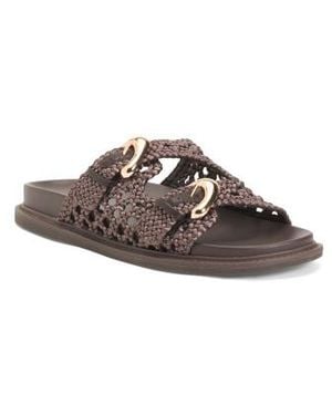 Marshalls Waffle Braided Slide Sandals For - Brown