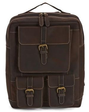 Marshalls Nubuck Leather Hunter 3 Pocket Front Backpack For - Brown