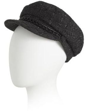Marshalls Marina Tweed Marine Cap With Chain Detail For - Black