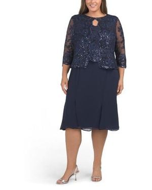 Marshalls Petite Midi Embroidered Jacket Dress For - Blue